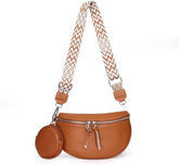 Small Crossbody Bag for Women Trendy Design Genuine Leather waist Pack Shoulder bags with Wide Strap Belt Purse With Coin Purse